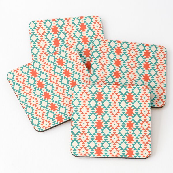 Aperçu de l'œuvre Motif de losanges triangulaires orange et verts sur fond crème créée et vendue par Ceyda Bolat.