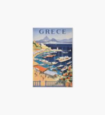 1955 Greece Athens Bay of Castella Travel Poster Art Board