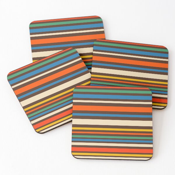 Item preview, Variable Stripe Retro Modern Pattern in Rainbow Pop Colors on Brown designed and sold by kierkegaard.
