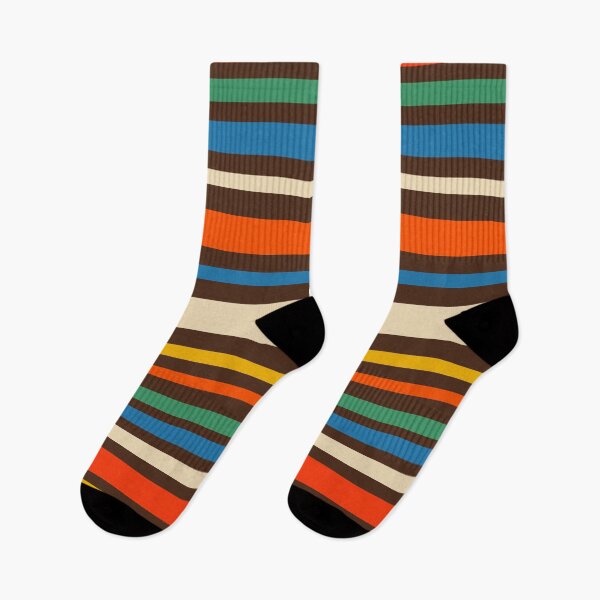 Item preview, Variable Stripe Retro Modern Pattern in Rainbow Pop Colors on Brown designed and sold by kierkegaard.