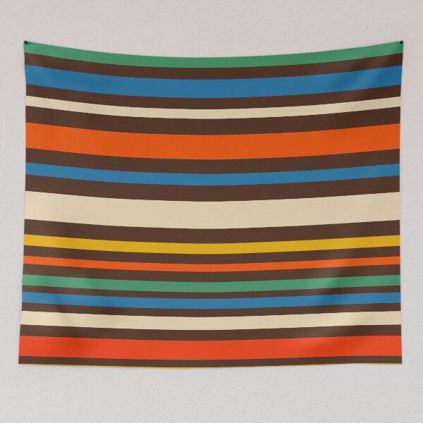 Item preview, Variable Stripe Retro Modern Pattern in Rainbow Pop Colors on Brown designed and sold by kierkegaard.