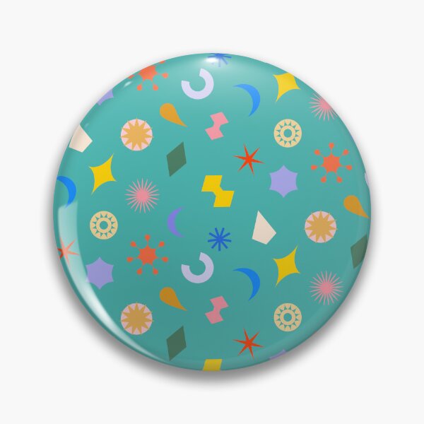 Item preview, Fun and Funky Quirky colourful Geometric Elements on Teal Green Pattern designed and sold by Ceyda Bolat.