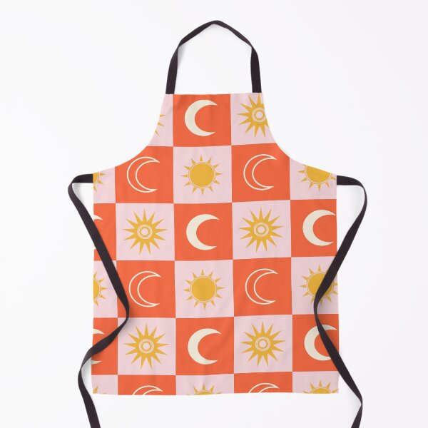 Item preview, Checkered Pattern with the Moon and the Sun on Pink and Reddish Orange designed and sold by Ceyda Bolat.