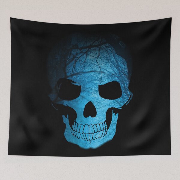 Item preview, Skeleton Halloween, Halloween Scary Blue Night Skull designed and sold by amrsam.