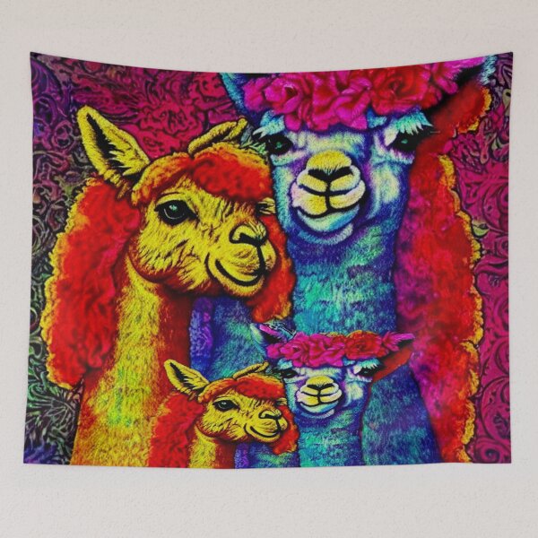 Item preview, flower power alpackas in calm and love and peace designed and sold by Pepita Selles.