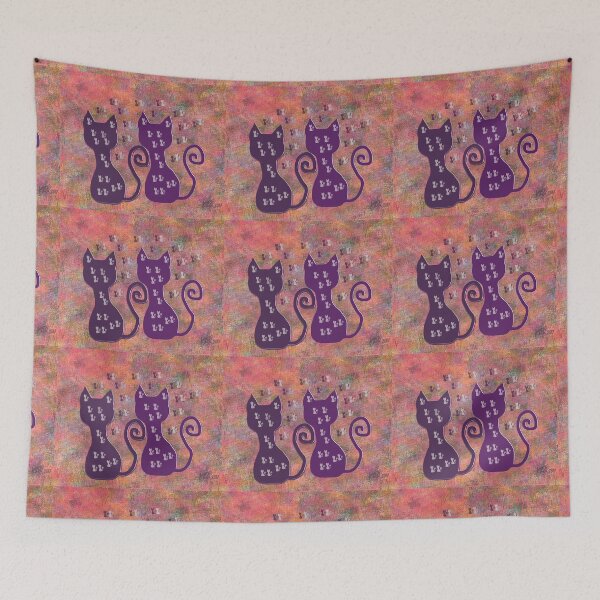 Item preview, Cats on a flowering meadow designed and sold by Ekaterina Torganskaia.