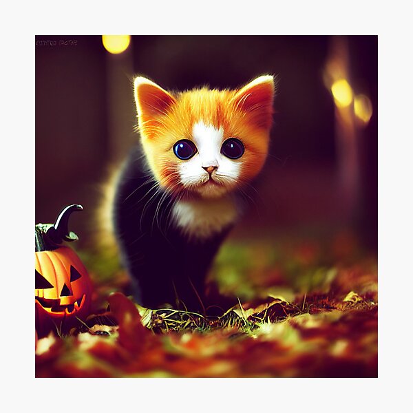 A cute Halloween Kitten 5 Photographic Print