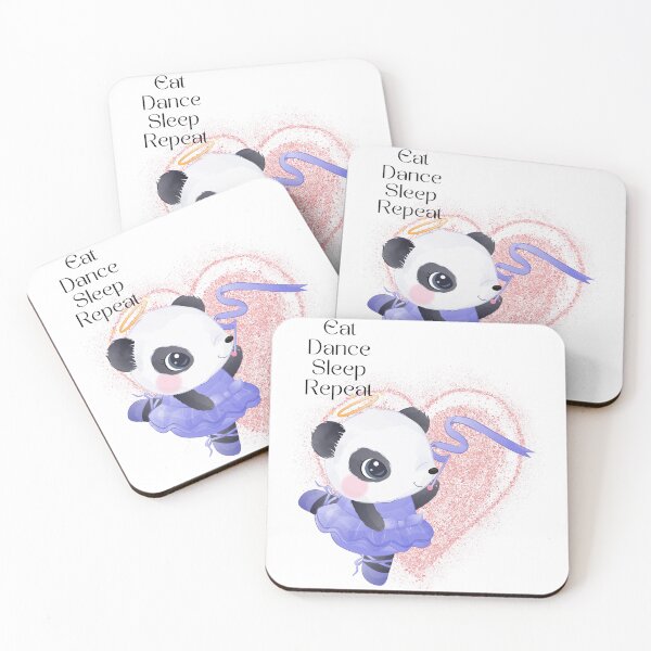 Item preview, Eat dance sleep repeat. Cute Baby Ballerina Girl Panda with a purple dress. Panda Lover. Dancing. Glitter. Heart. designed and sold by Mechanical-Artt.