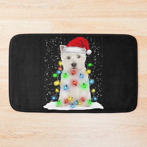 Item preview, West Highland White Terrier Christmas Santa Hat Color Lights designed and sold by MasinDontrae.