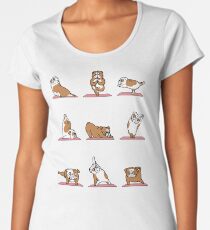 Englisches Bulldoggen-Yoga Premium Rundhals-Shirt