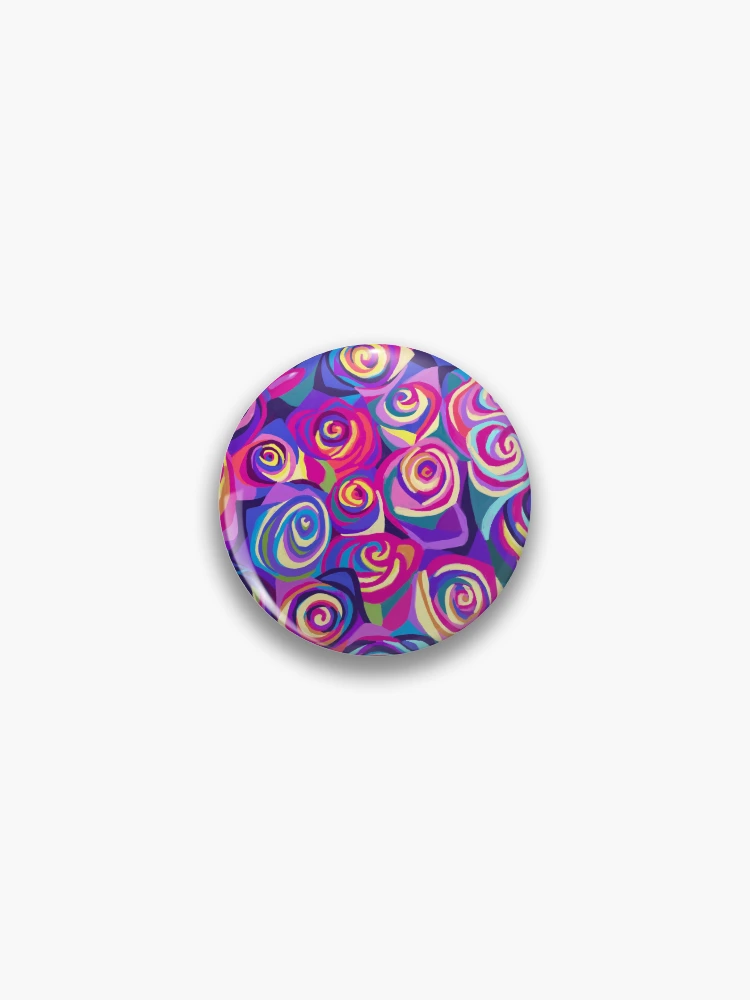 Thumbnail 1 of 3, Pin, Abstract Rainbow Roses Pattern designed and sold by AlwaysBeColoring.
