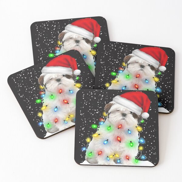 Item preview, White Shih Tzu Christmas Santa Hat Xmas Color Lights designed and sold by MasinDontrae.