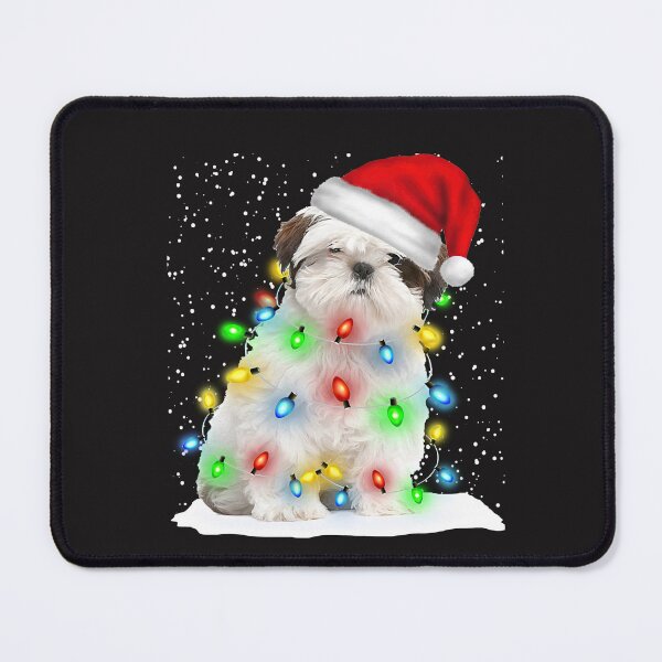 Item preview, White Shih Tzu Christmas Santa Hat Xmas Color Lights designed and sold by MasinDontrae.