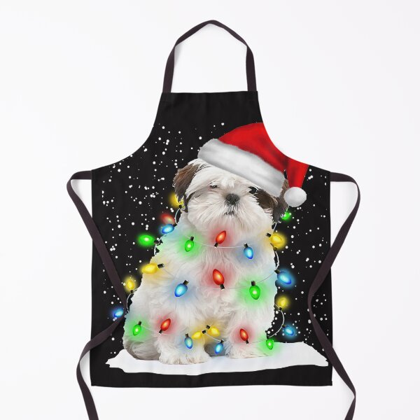 Item preview, White Shih Tzu Christmas Santa Hat Xmas Color Lights designed and sold by MasinDontrae.