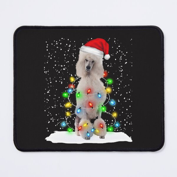 Item preview, White Standard Poodle Christmas Santa Hat Xmas Color Lights designed and sold by MasinDontrae.