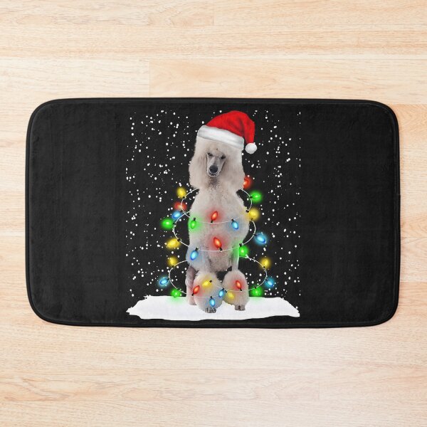 Item preview, White Standard Poodle Christmas Santa Hat Xmas Color Lights designed and sold by MasinDontrae.