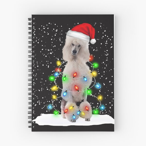 Item preview, White Standard Poodle Christmas Santa Hat Xmas Color Lights designed and sold by MasinDontrae.