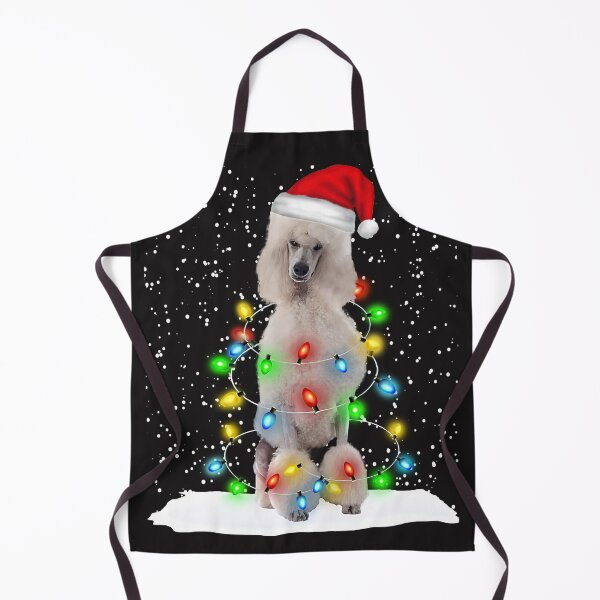 Item preview, White Standard Poodle Christmas Santa Hat Xmas Color Lights designed and sold by MasinDontrae.