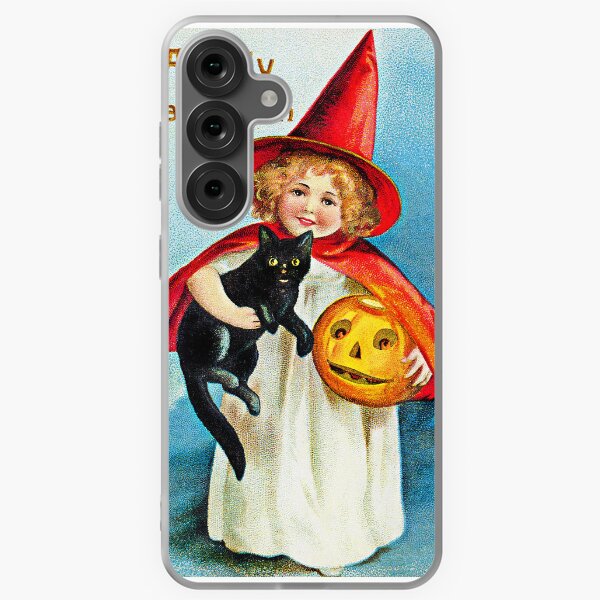 Item preview, Halloween Postcard Greeting Card Child Black Cat Pumpkin Old Fashioned Vintage Retro  designed and sold by darcijj.