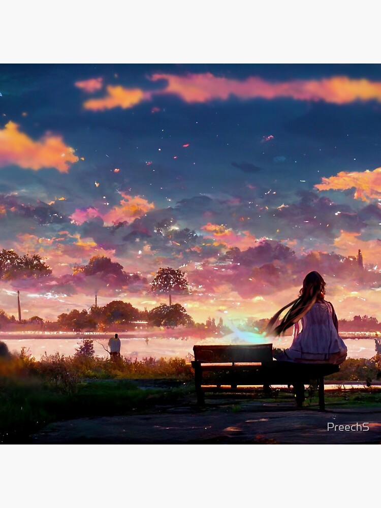An Anime Girl Sitting On the Bench by drawingkhaganate01 - Mobile Abyss