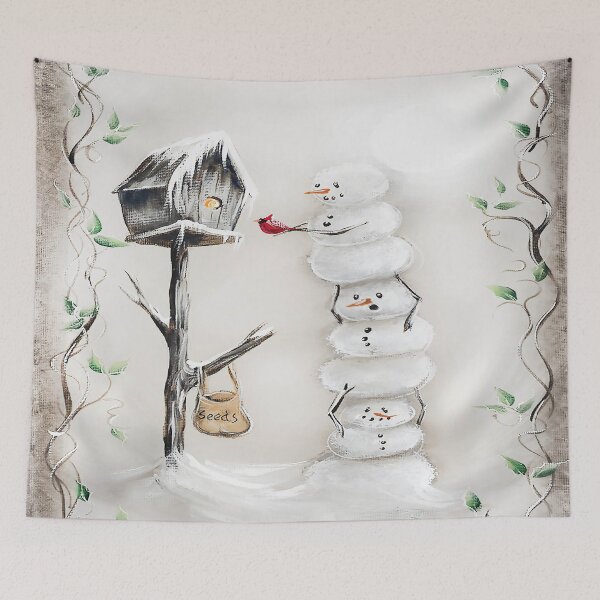 Item preview, Stacked Snowmen and Birdhouse designed and sold by SnowSerendipity.