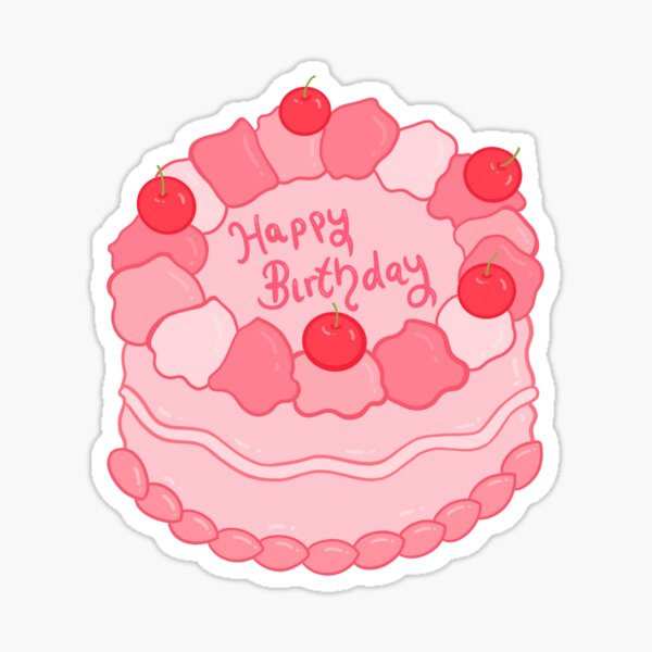 Pink Happy Birthday Cake 