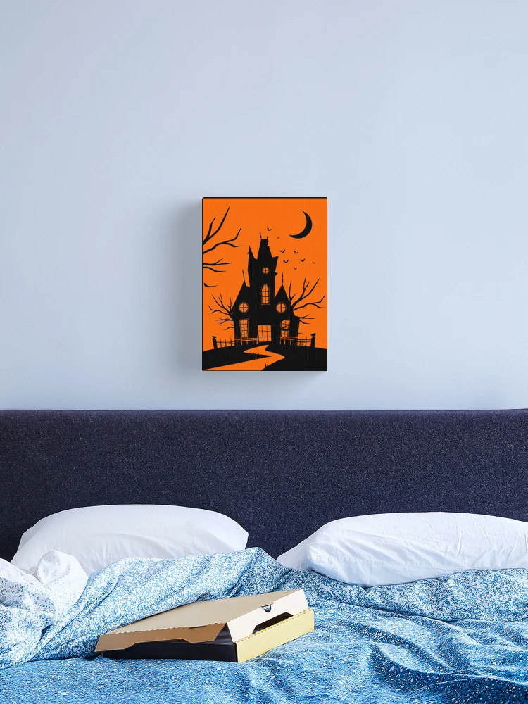 Orange Haunted House Halloween Canvas Paint Art Kit – Art by Jess