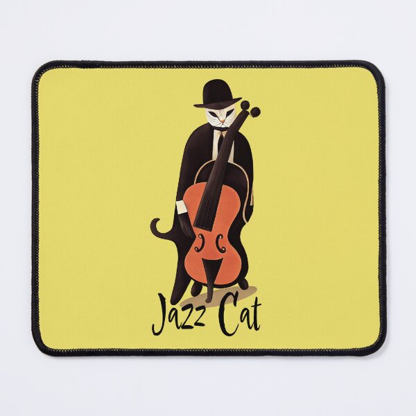 Item preview, Jazz Cat Playing Double Bass Print designed and sold by ThePurpleMelon.