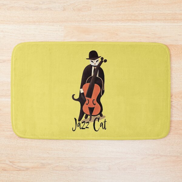 Item preview, Jazz Cat Playing Double Bass Print designed and sold by ThePurpleMelon.