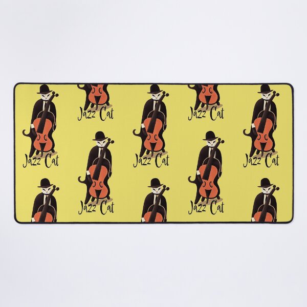 Item preview, Jazz Cat Playing Double Bass Print designed and sold by ThePurpleMelon.