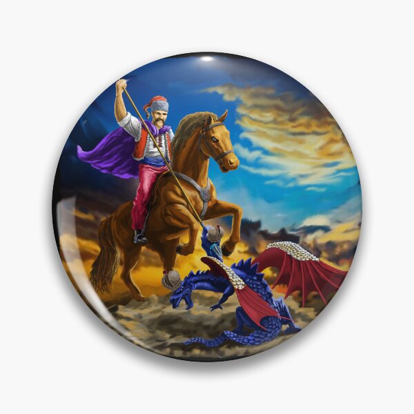 Item preview, Ukrainian Cossack on Horse Fight for Ukraine against Russia Dragon designed and sold by Digi Artworks Store.