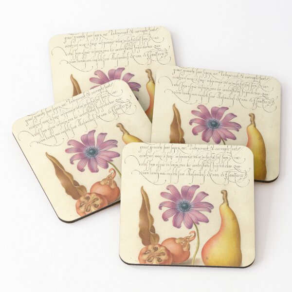 Item preview, Medlar, Poppy Anemone, and Pear   : Naturalist Illustration from a Medieval Illuminated Manuscript designed and sold by IlluminatedPage.