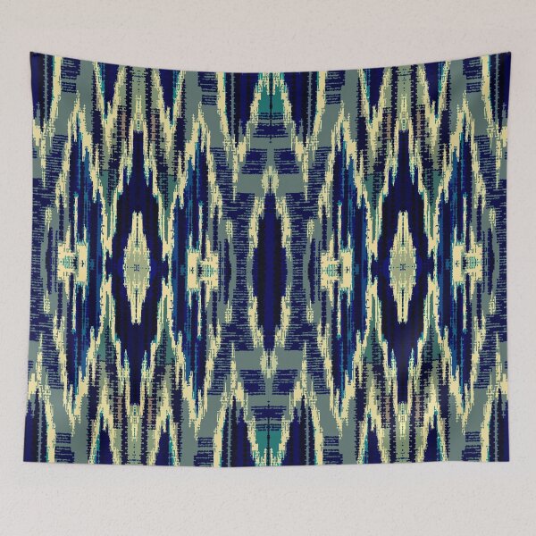 Item preview, Scandinavian Ikat Pattern, Ethnic Aztec Pattern, Abstract, Diamond Shape, Navy Gold designed and sold by MyArt23.