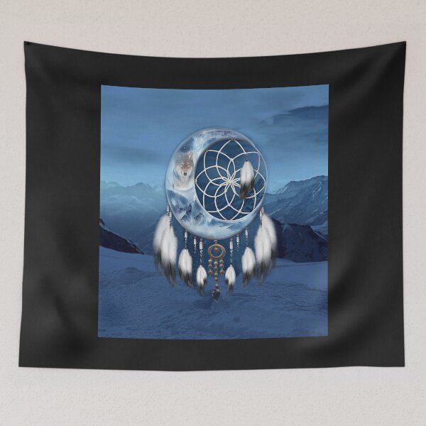 Item preview, Wolf Dreamcatcher art watercolor designed and sold by AlwineSeidel.