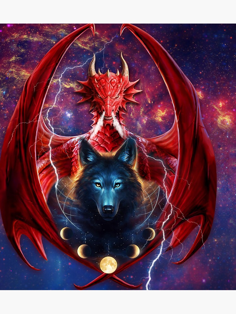 "Wolf Dragon Stunning Glitter Red" Sticker for Sale by MandyBock