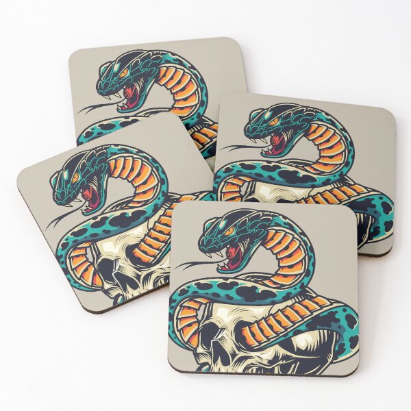 Item preview, Snake Entwined with Skull Vintage Tattoo Design designed and sold by Robert Lynch.