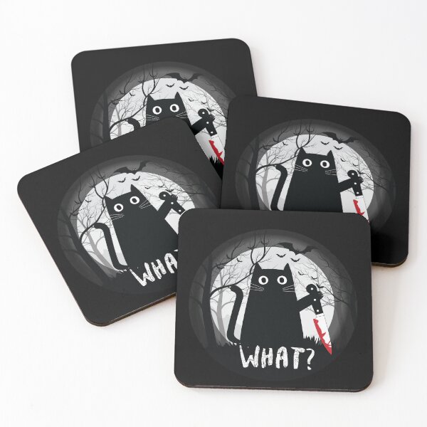 Item preview, What? cat, Funny Murderous Black Cat With Knife, kawaii style, Season 2022 designed and sold by Karo Art.