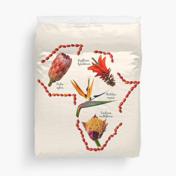 Indigenous Flowers within Shape of Africa Duvet Cover