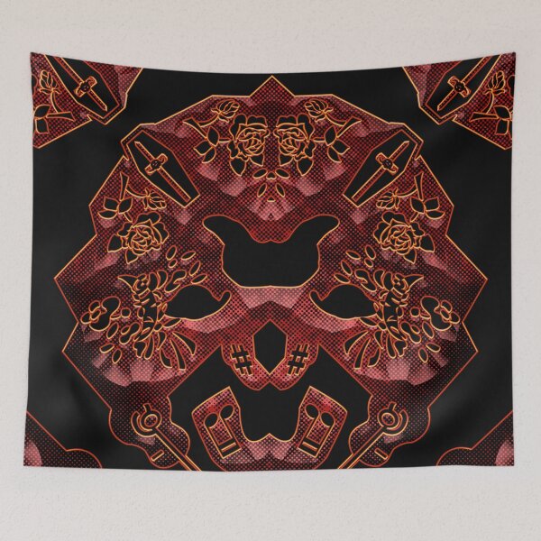 Item preview, HALLOWEEN ABSTRACT FLOWERS ROSES TATTOO SKULL MUSIC POSITIVE DEATH. designed and sold by Ralek.