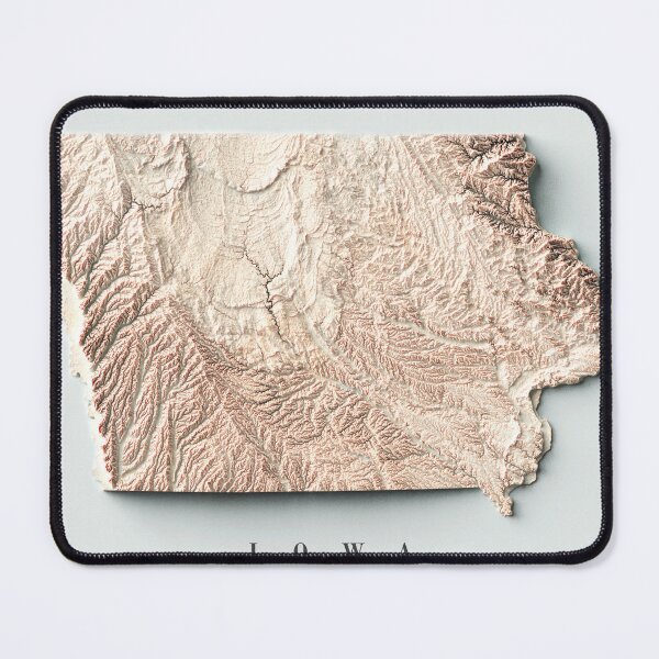 Item preview, Iowa Shaded Relief Map 3D digitally-rendered designed and sold by ThinkAboutMaps.