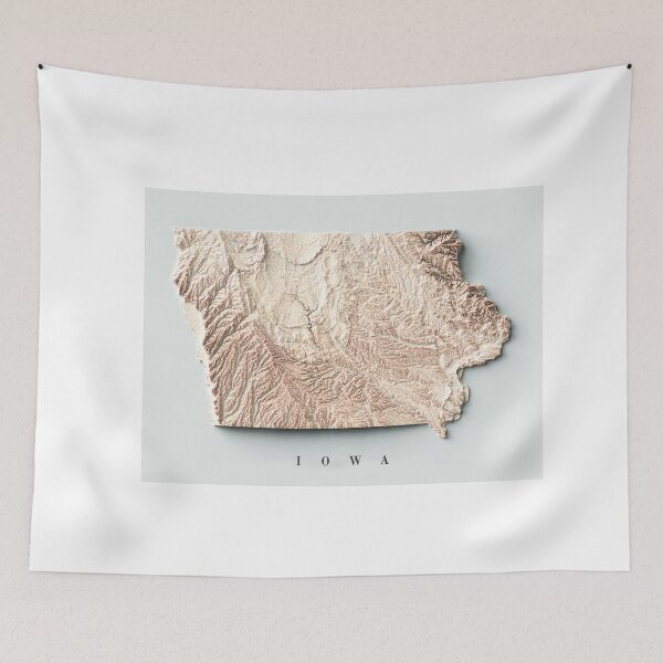 Item preview, Iowa Shaded Relief Map 3D digitally-rendered designed and sold by ThinkAboutMaps.