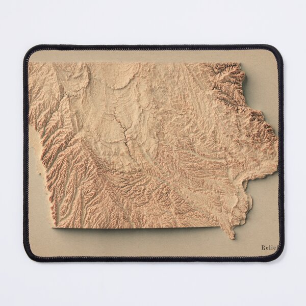 Item preview, Iowa Shaded Relief Map 3D digitally-rendered designed and sold by ThinkAboutMaps.