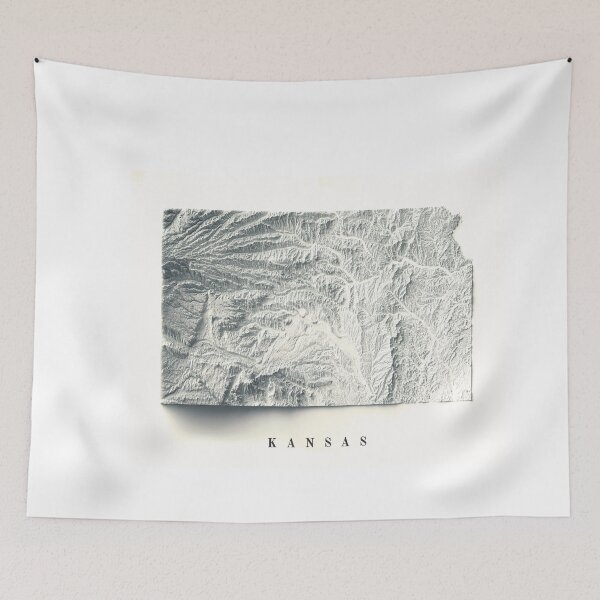 Item preview, Kansas Shaded Relief Map 3D digitally-rendered designed and sold by ThinkAboutMaps.
