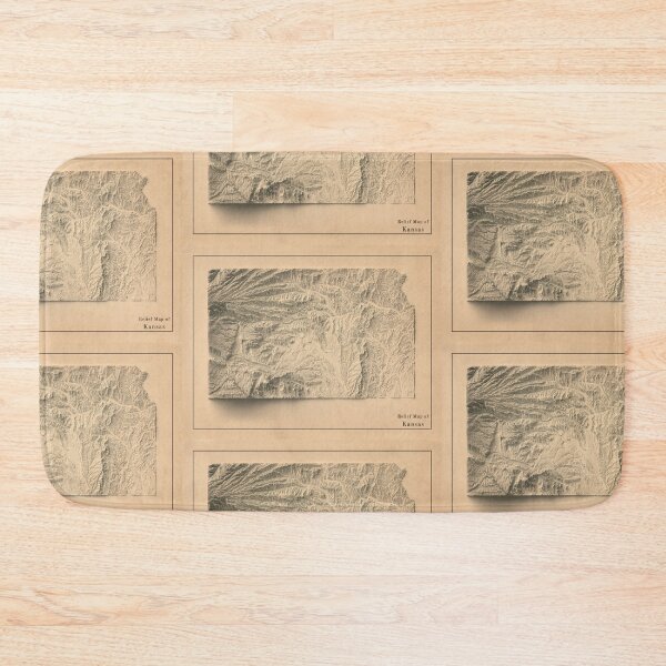 Item preview, Kansas Shaded Relief Map 3D digitally-rendered designed and sold by ThinkAboutMaps.