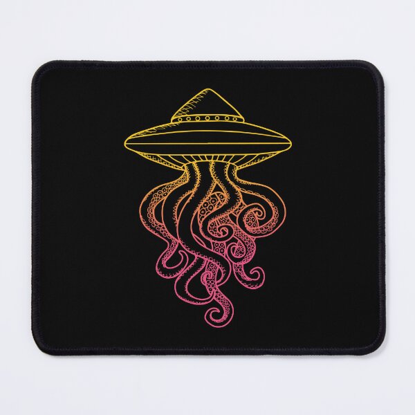 Item preview, UFO Ocotopus Hybrid Yellow Pink Line Art Drawing Illustration designed and sold by Ciara Shortall.