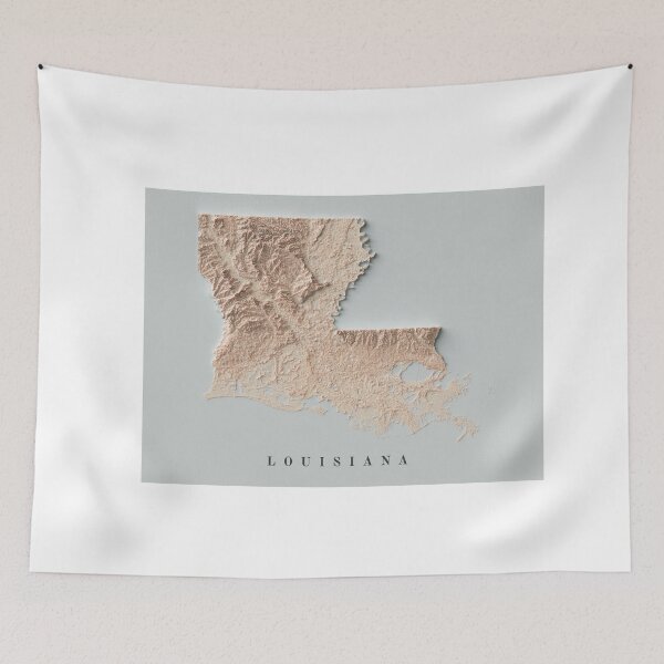 Item preview, Louisiana Shaded Relief Map 3D digitally-rendered designed and sold by ThinkAboutMaps.
