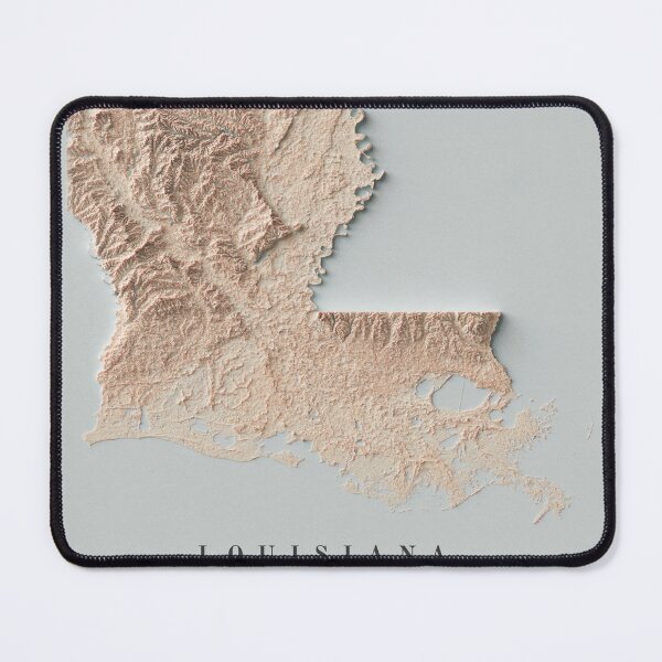 Item preview, Louisiana Shaded Relief Map 3D digitally-rendered designed and sold by ThinkAboutMaps.