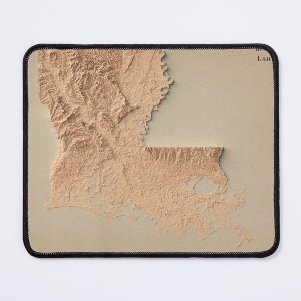 Item preview, Louisiana Shaded Relief Map 3D digitally-rendered designed and sold by ThinkAboutMaps.