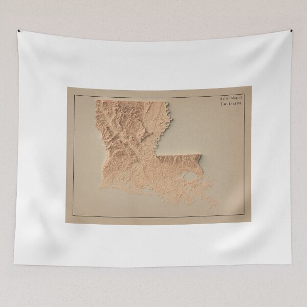 Item preview, Louisiana Shaded Relief Map 3D digitally-rendered designed and sold by ThinkAboutMaps.