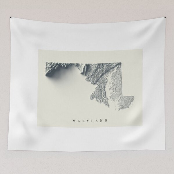 Item preview, Maryland Shaded Relief Map 3D digitally-rendered designed and sold by ThinkAboutMaps.